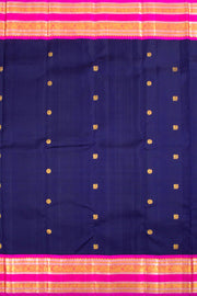 Navy Blue Pure Zari Korvai Kanjivaram Silk Saree 10062493