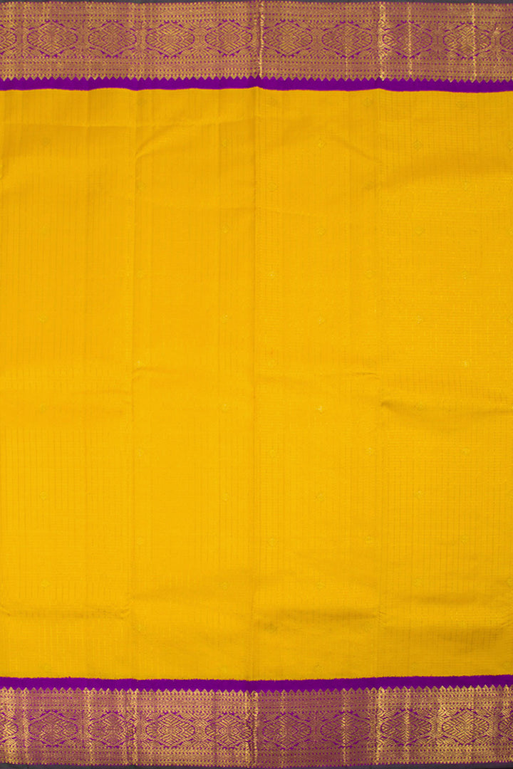 Mango Yellow Pure Zari Korvai Kanjivaram Silk Saree 10062496