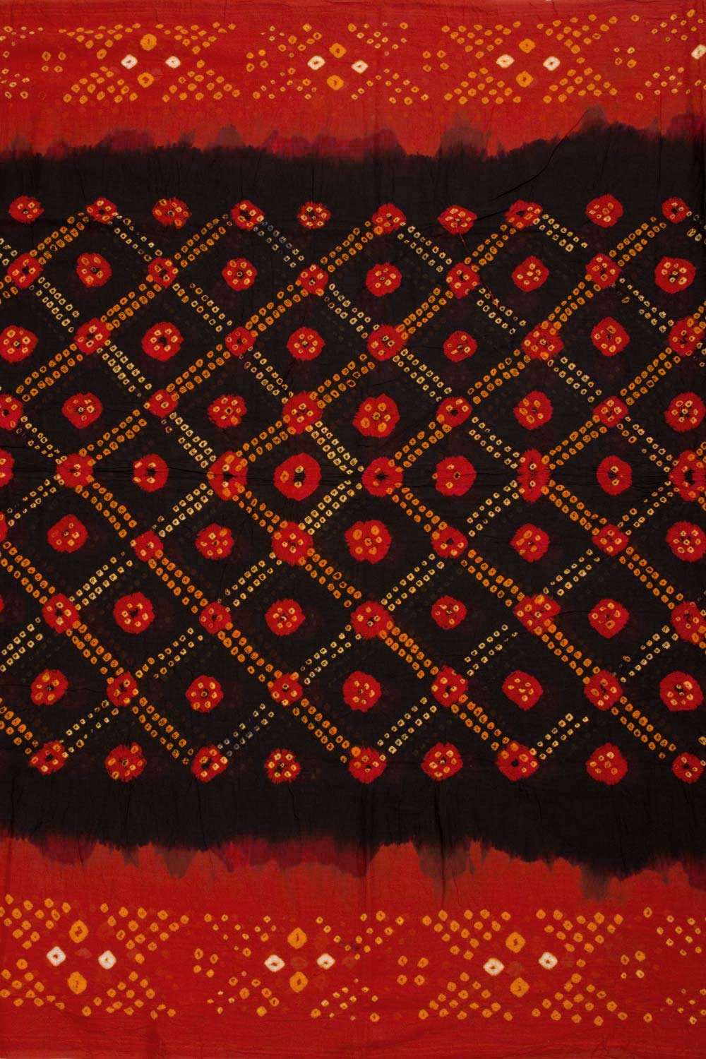 Black Handcrafted Bandhani Mulmul Cotton Saree 10062523