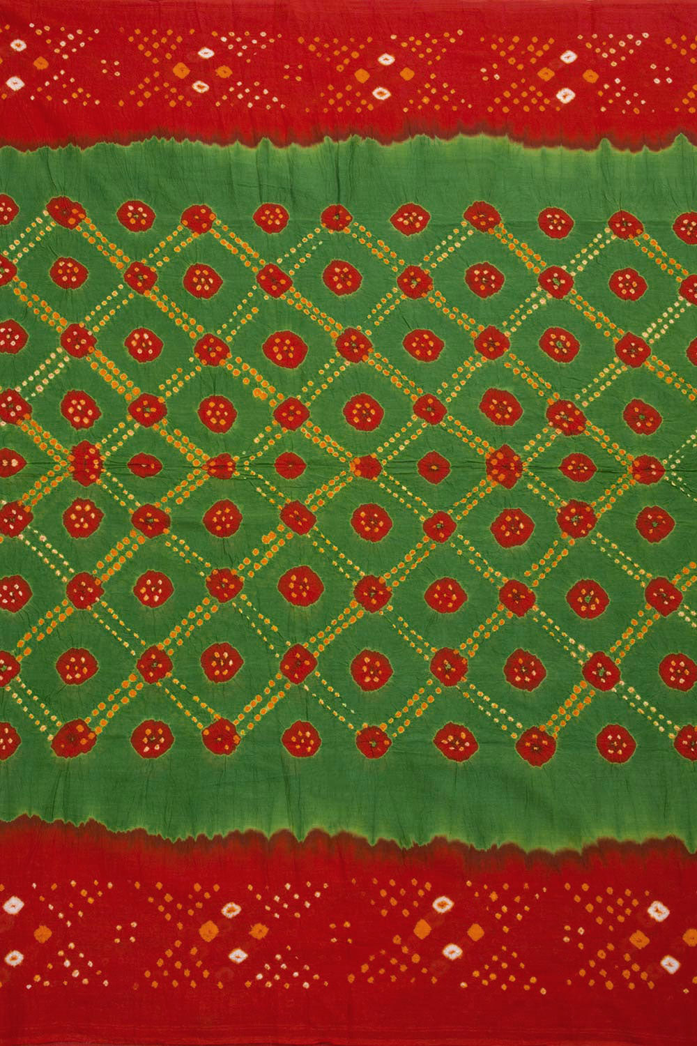 Pine Green Handcrafted Bandhani Mulmul Cotton Saree 10062528