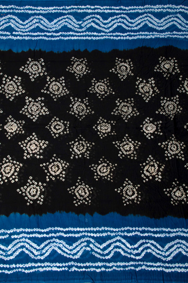 Black Handcrafted Bandhani Mulmul Cotton Saree 10062539
