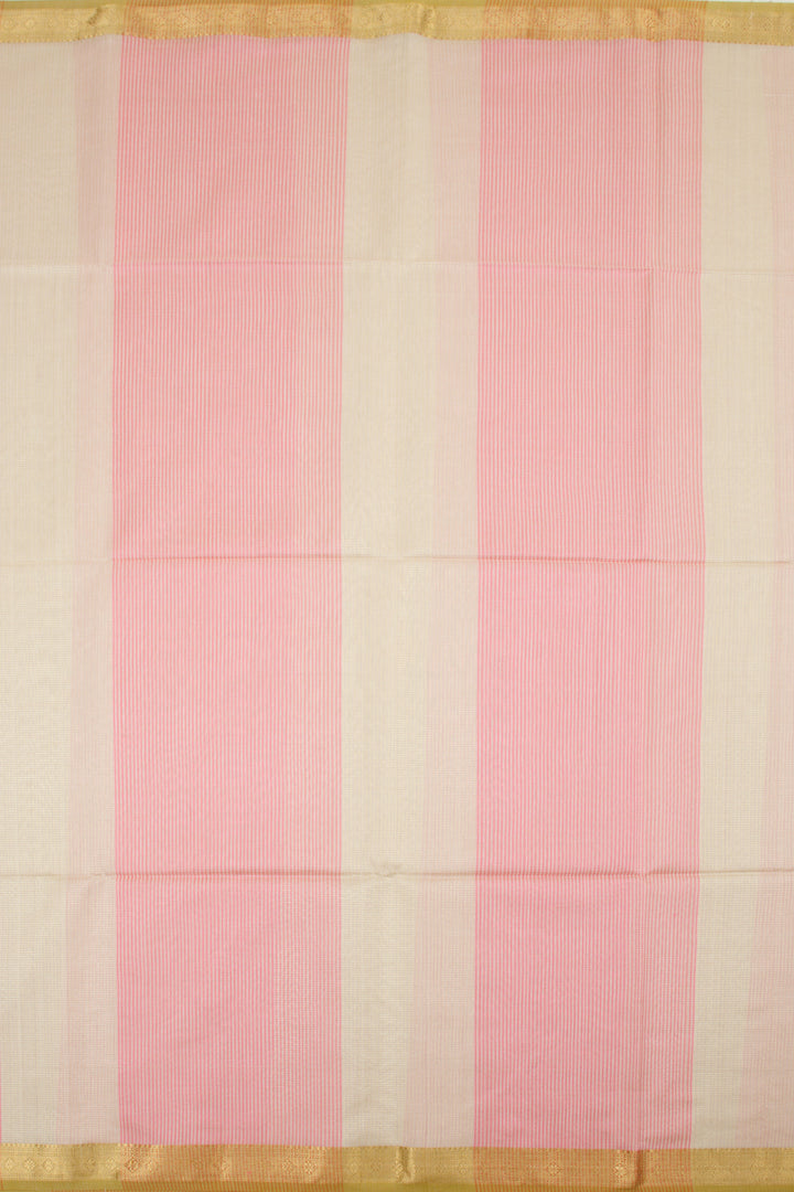 Pink and Cream Handloom Maheswari Silk Cotton Saree 10062608