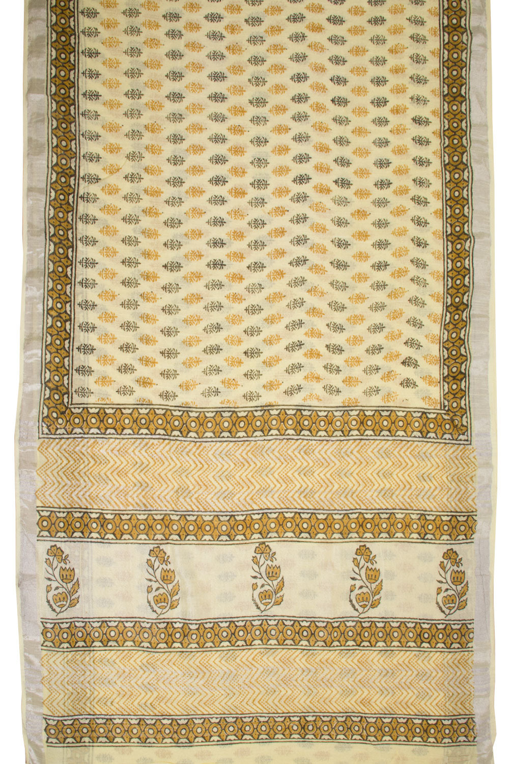 Beige Bagru Printed Linen Saree - Avishya
