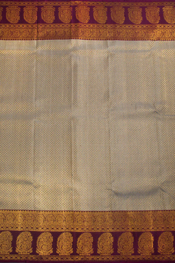 Greyish Beige Pure Zari Kanjivaram Silk Saree 10062780