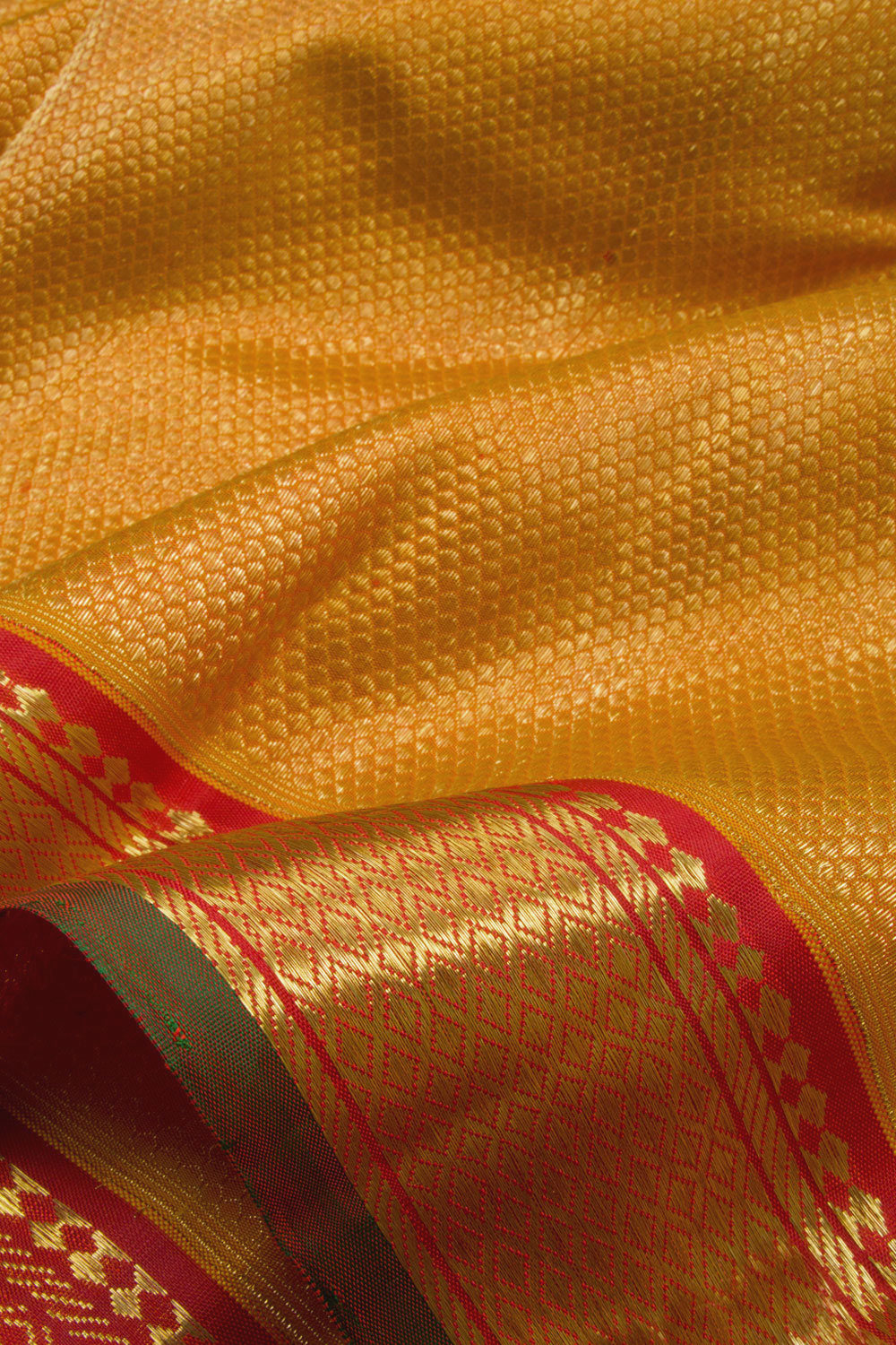 Mustard Yellow Pure Zari Kanjivaram Silk Saree 10062792