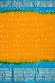 Mango Yellow Kanjivaram Pure Silk Bandhani Saree 10062801