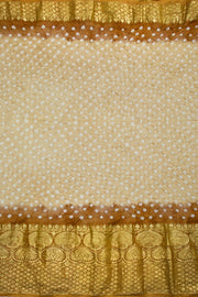 Cream Kanjivaram Pure Silk Bandhani Saree 10062802