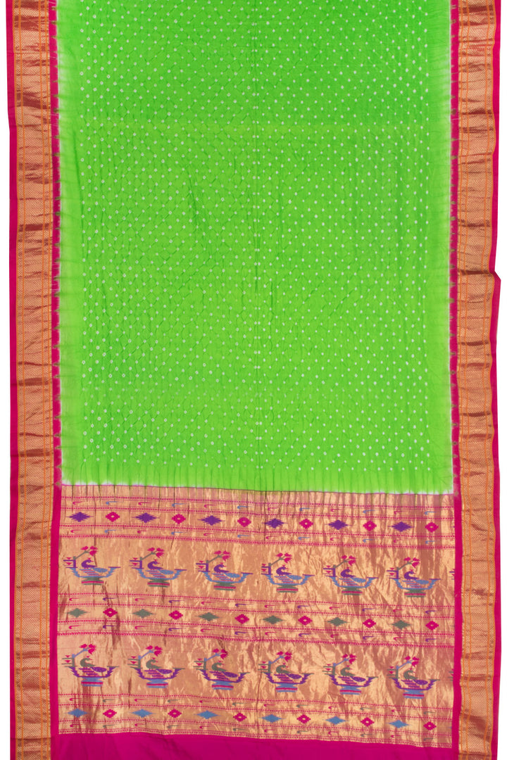 Green Kanjivaram Pure Silk Bandhani Saree - Avishya