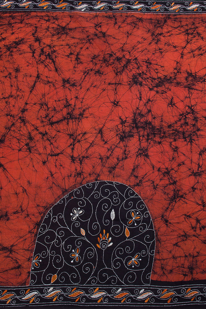 Rust Orange Batik Printed Saree 10062817