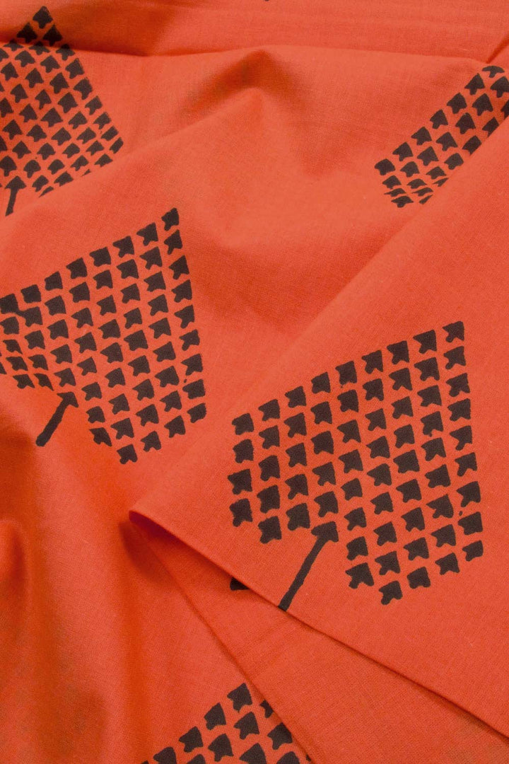 Rust Orange Hand Block Printed Mulmul Cotton Salwar Suit Material 10062854