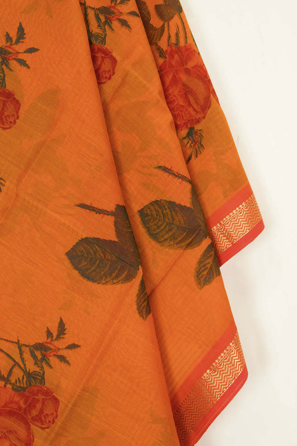 Orange Handloom Maheshwari Silk Cotton Dupatta 10062934