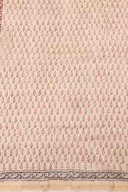 Maroon with Beige Bagh Printed Silk Cotton Saree - 10063036