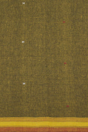 Dark Moss Green Handloom Bhujodi Kala Cotton Saree 10063044