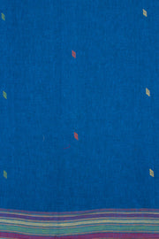 Medium Teal Blue Handloom Bhujodi Kala Cotton Saree 10063047