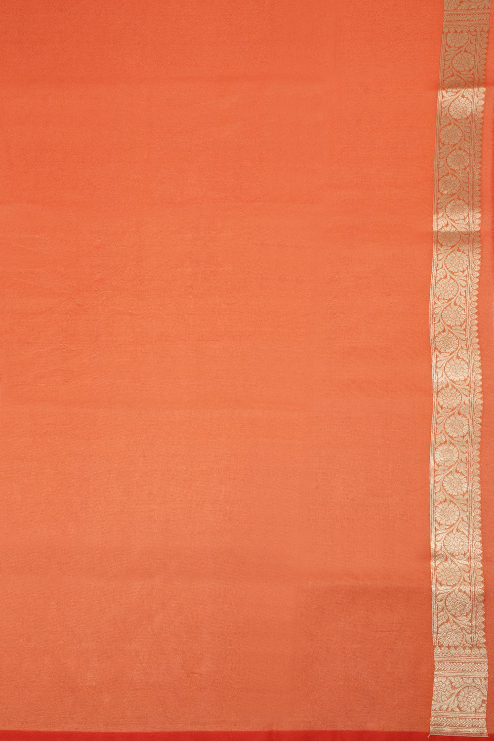 Sunrise Orange Handloom Banarasi Katrua Kora Silk Saree 10063187