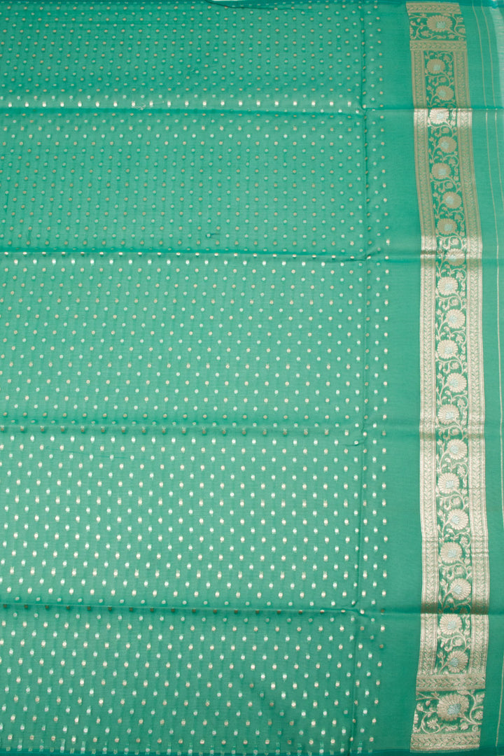  Green Handloom Banarasi Kora Silk Saree