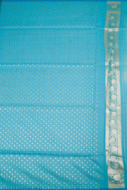 Blue Handloom Banarasi Kora Silk Saree