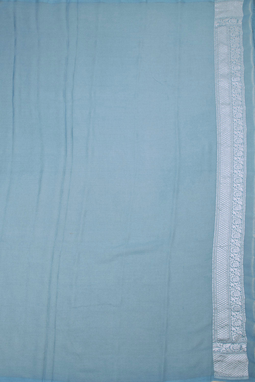 Dusty Blue Handcrafted Banarasi Khaddi Georgette Saree 10063217