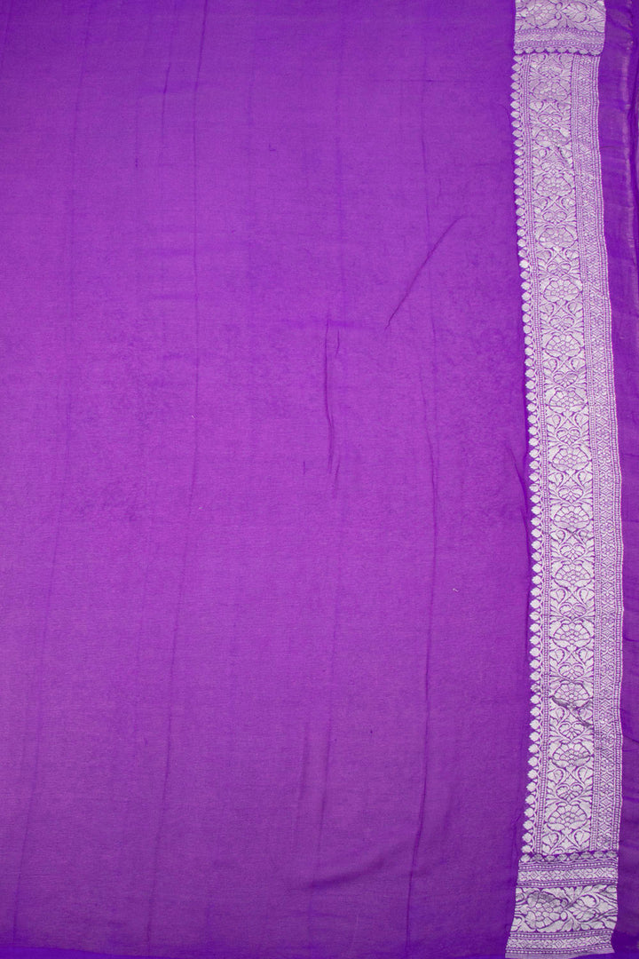 Handcrafted Purple Banarasi Katrua Georgette Saree