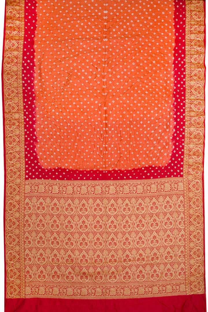 Orange Kanjivaram Pure Silk Bandhani Saree - Avishya