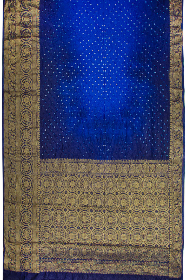 Trypan Blue Kanjivaram Pure Silk Bandhani Saree - Avishya