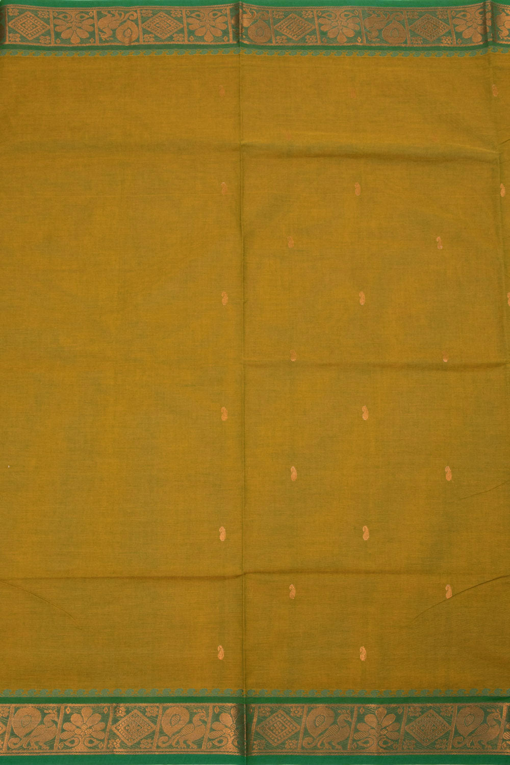 Green & Mustard Dual Shade Handloom Kanchi Cotton Saree - Avishya