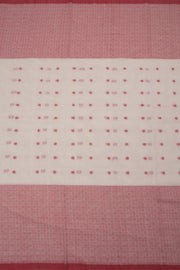 Cream with Red Handloom Dhaniakhali Cotton Saree - 10063542