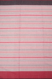 White with Red Handloom Dhaniakhali Cotton Saree - 10063543