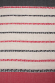 White with Red Handloom Dhaniakhali Cotton Saree - 10063544