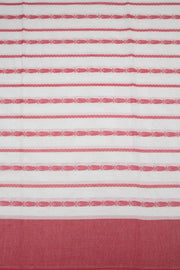 White with Red Handloom Dhaniakhali Cotton Saree - 10063549