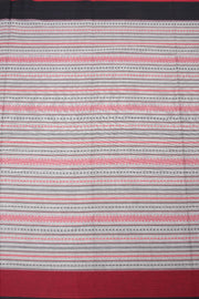 Grey with Red Handloom Dhaniakhali Cotton Saree - 10063551