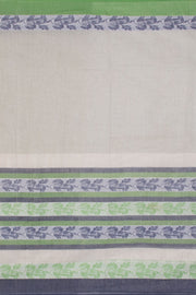 Off White with Black Handloom Dhaniakhali Cotton Saree - 10063553