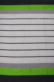 Grey with Green Handloom Dhaniakhali Cotton Saree - 10063559