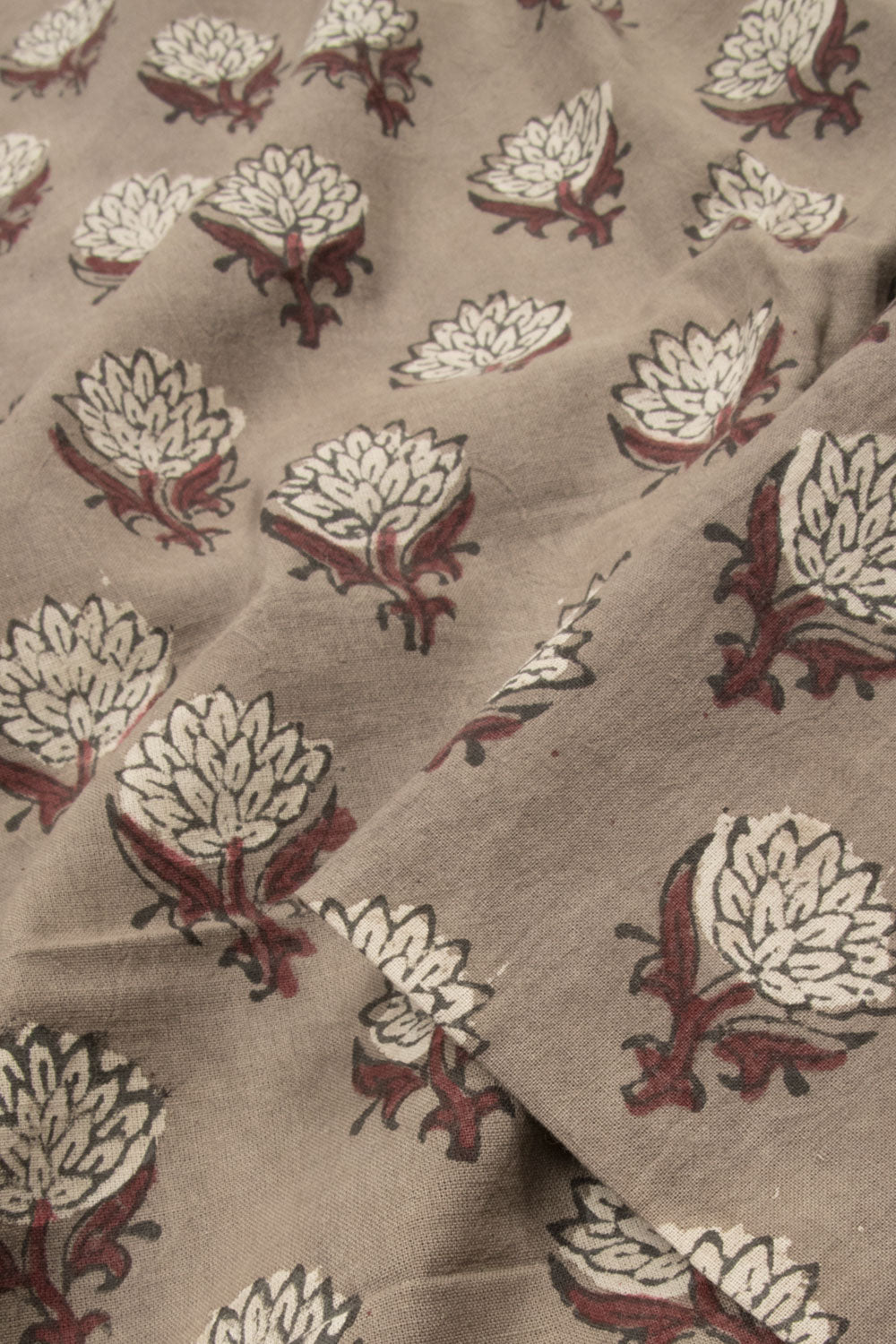 Grey Dabu Printed Cotton Salwar Suit Material  - Avishya