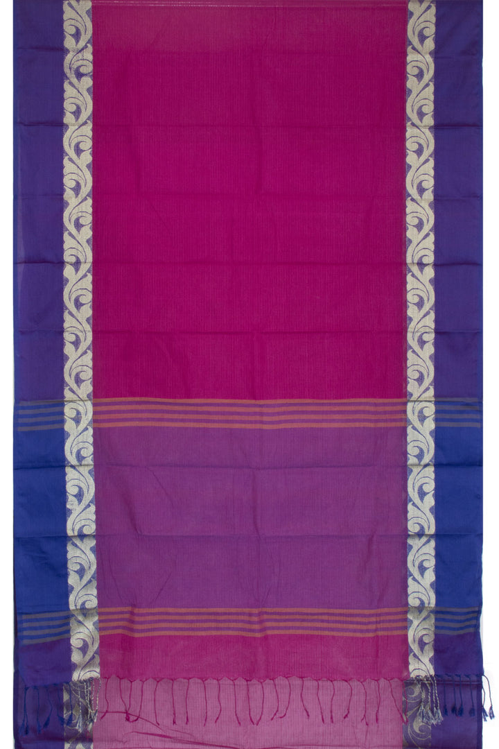 Dark Fuschia Violet Handloom Dhaniakhali Cotton Saree 10063811