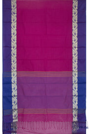 Dark Fuschia Violet Handloom Dhaniakhali Cotton Saree 10063811