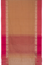 Raw Sienna Brown Handloom Dhaniakhali Cotton Saree 10063813