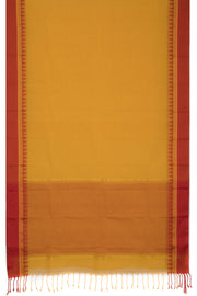 Cantaloupe Yellow Handloom Dhaniakhali Cotton Saree 10063814