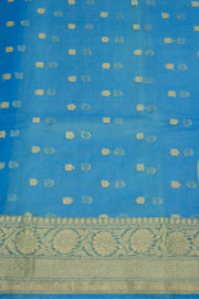 Copper Sulphate Blue Banarasi Organza Viscose Saree 10063847