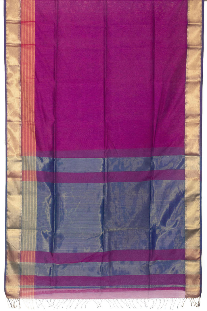 Jam Purple Handloom Maheshwari Silk Cotton Saree - Avishya