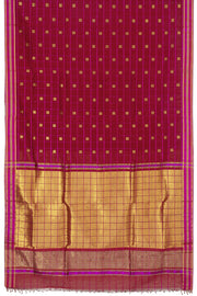Red Handloom Maheshwari Silk Cotton Saree - Avishya