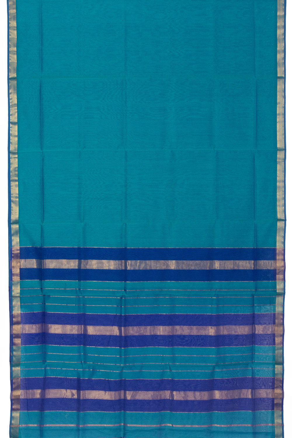 Cerulean Blue Handloom Maheswari Silk Cotton Saree -Avishya