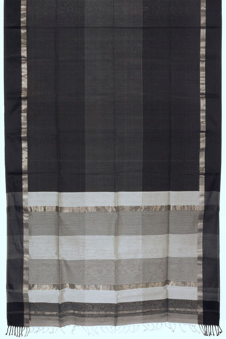 Black Handloom Maheshwari Silk Cotton Saree - Avishya.com