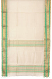 Off White Handloom Maheshwari Silk Cotton Saree  - Avishya.com
