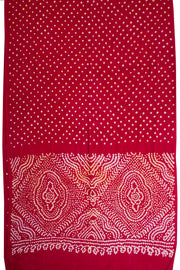 Red Handcrafted Bandhani Cotton Saree  - Avishya