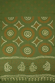 Moss Green Bandhani Cotton 3-Piece Salwar Suit Material - Avishya