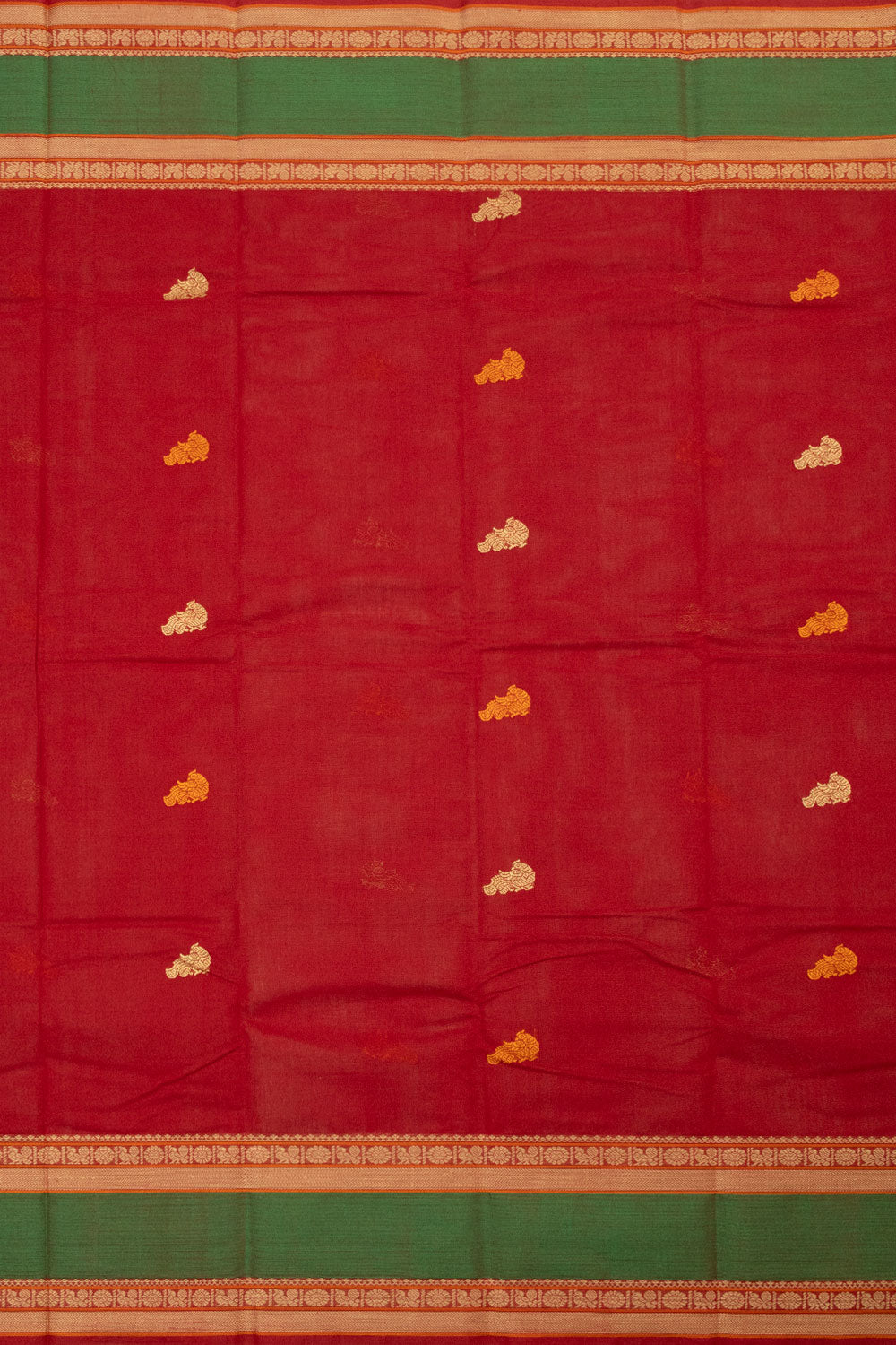 Red Handloom Kanchi Cotton Saree - Avishya