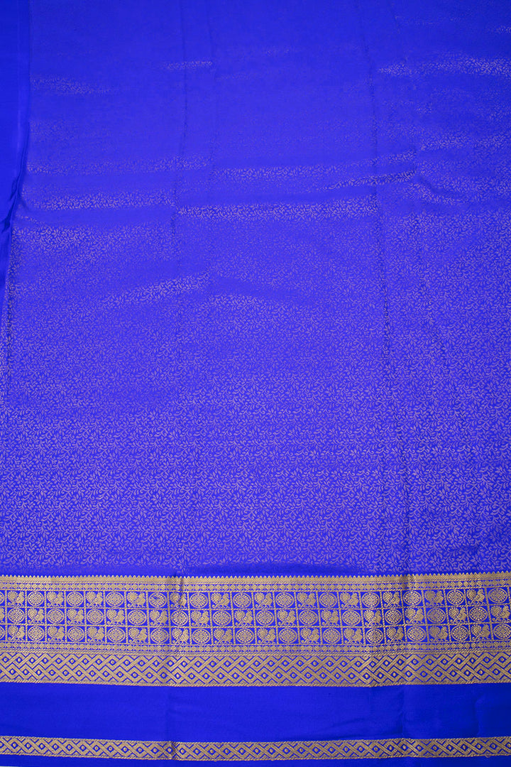 Peach with Blue Mysore Crepe Silk Saree - 10064321