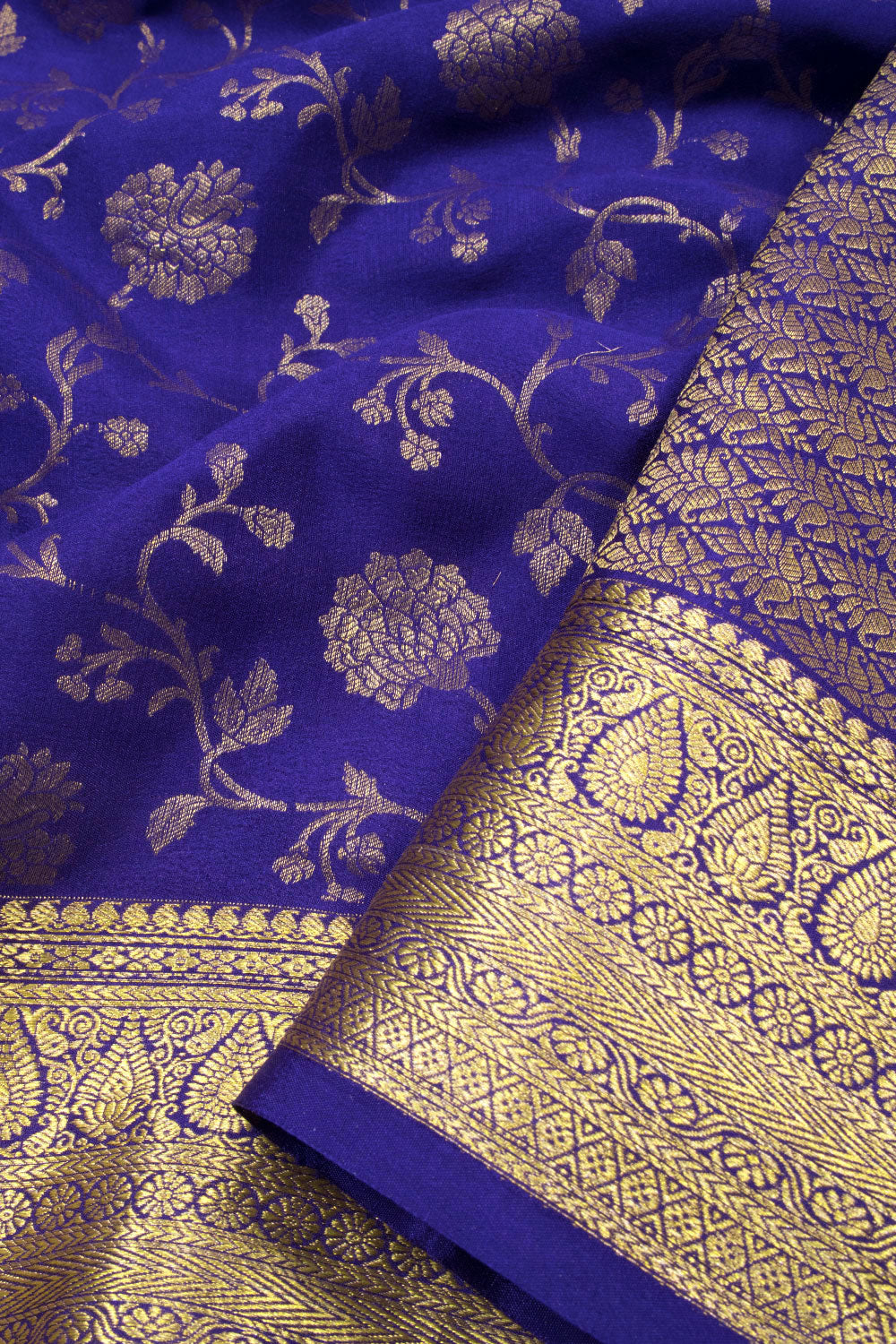Purple Mysore Crepe Silk Saree - 10064327