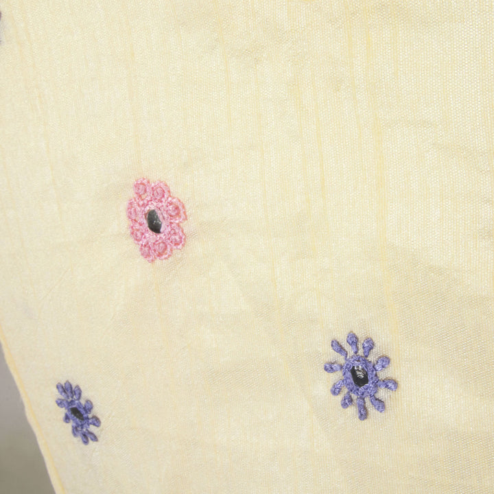 Yellow Chikankari Embroidered Silk Blouse - Avishya